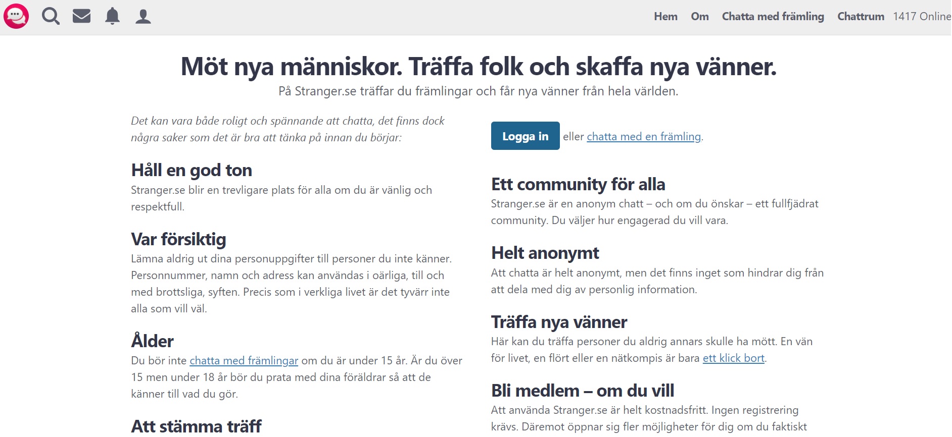Stranger se is a popular swedish chat website